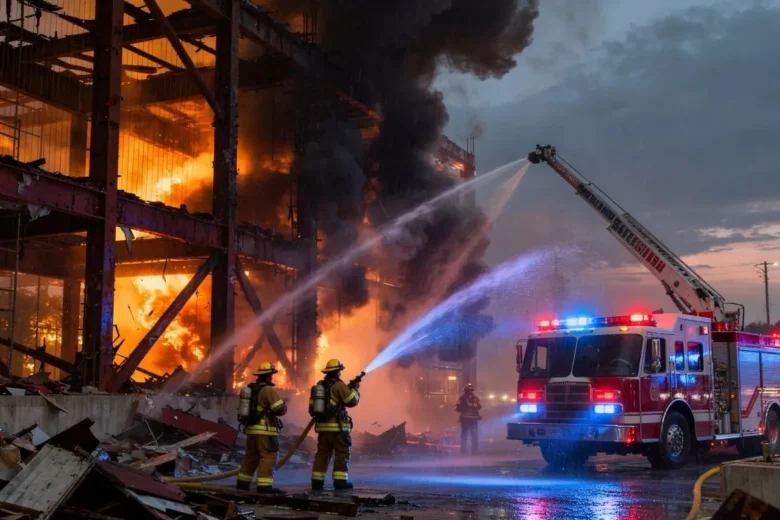 Al Mushrif construction fire