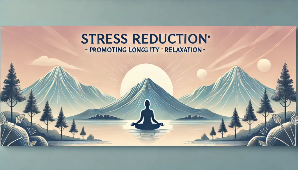 DALL·E 2025-03-27 21.04.18 - A banner image for 'Stress Reduction_ Promoting Longevity Through Relaxation.' The design features a serene landscape with a calm lake, mountains in t - Times of Dubai Stress reduction promoting longevity through relaxation times of dubai