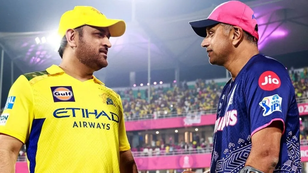 dhoni-dravid-1743400826152 - Times of Dubai Times of dubai"MS Dhoni Can’t Bat 10 Overs Running Full Stick," Says CSK Coach Stephen Fleming: What Does This Mean for CSK?