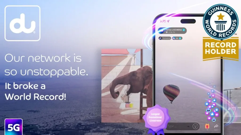 du Achieves Guinness World Record™ For Longest Promoted TikTok Livestream demonstrating The UAE’s Most ‘Unstoppable Network’ 11 du achieves Guinness World Record™ for longest promoted TikTok Livestream— demonstrating the UAE’s most ‘Unstoppable Network’