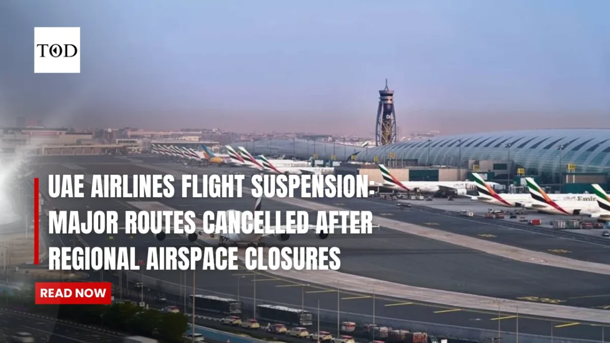 Uae airlines flight suspension major routes cancelled after regional airspace closures times of dubai