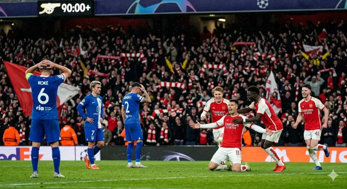 Arsenal vs Atletico Madrid Champions League Semi Final - Times of Dubai Arsenal vs atletico madrid bukayo saka goal champions league semi final emirates stadium