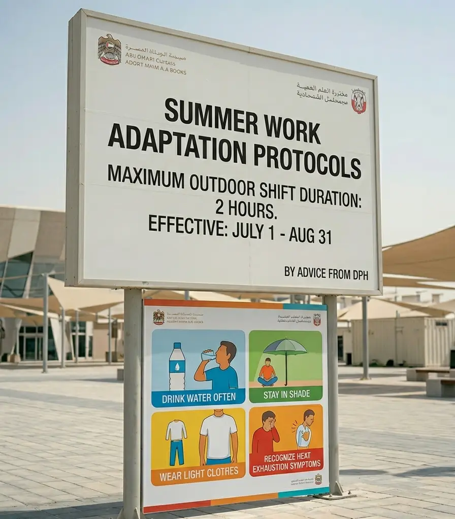 Abu Dhabi Public Health Authority Summer Work Advisory and Infographic Billboard
