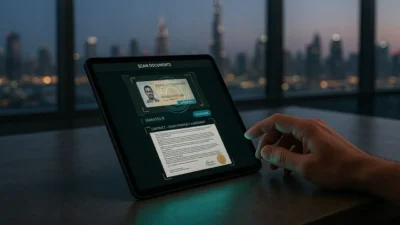 Ai powered dubai property registration platform processing documents on a tablet times of dubai
