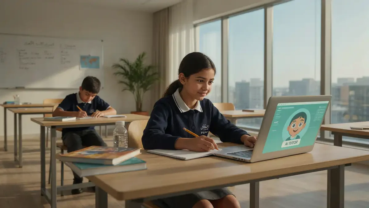 Student using a gems ai teacher avatar for personalised learning times of dubai