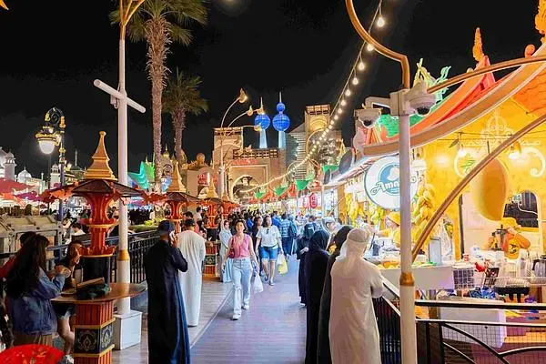 Global Village Market - Times of Dubai Global village dubai illuminated pavilions and attractions at night times of dubai