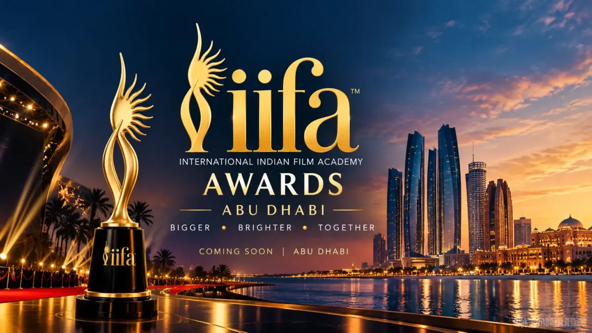 Illustration of iifa awards 2027 in abu dhabi with iifa trophy and abu dhabi skyline Times of dubai