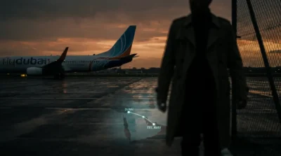 Illustrative ai generated image of a flydubai aircraft and a pilot in a tense aviation security scenario Times of dubai