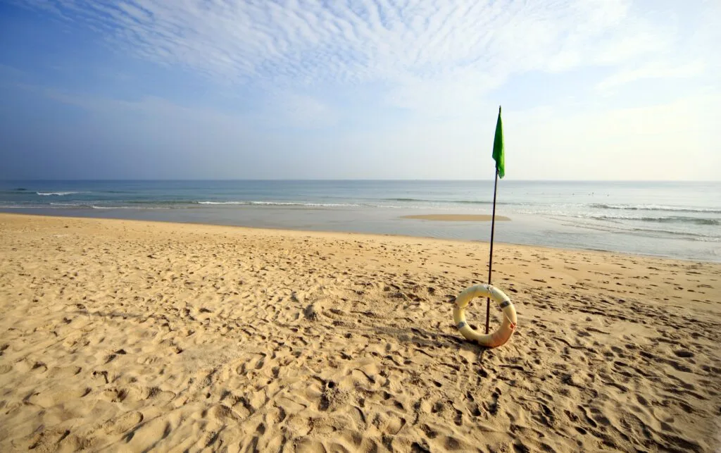 Beautiful beach with an inflatable ring in Hoi An, Vietnam - Times of Dubai Abu dhabi new beach opening times of dubai