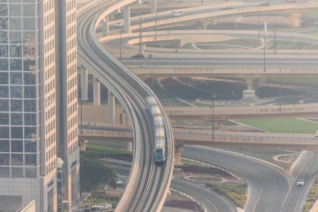 Dubai, UAE - October, 2018. Top view of numerous cars in a traffic in Dubai, United Arab Emirates - Times of Dubai Uae accident free day encourages safe driving on school return times of dubai
